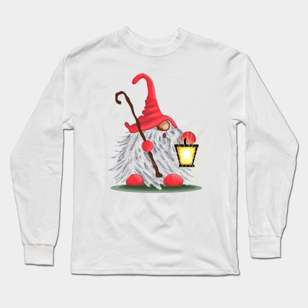 Red-Capped Dwarf Tee Artwork Long Sleeve T-Shirt by Lighttera